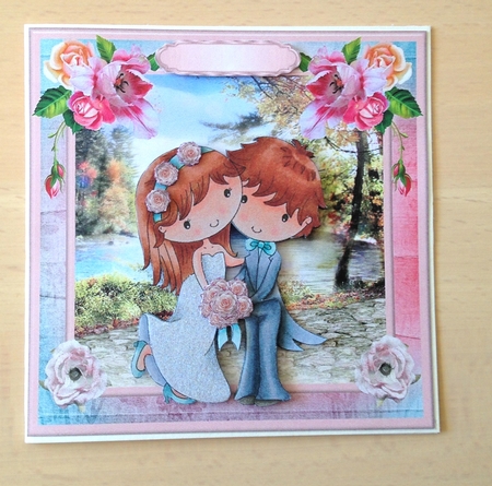 Wedding Couple 8x8 Card Mini Kit & Decoupage by Ulla Skraedderdal