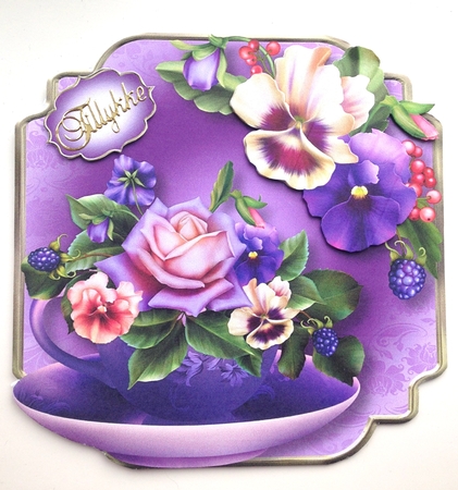 Purple & White Pansies - Teacup & Saucer by Ulla Skraedderdal