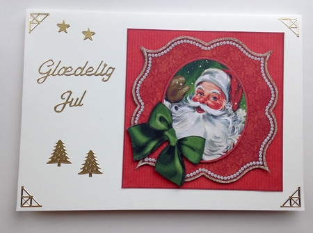 Square Bracket Christmas Card Santa Card A by Ulla Skraedderdal