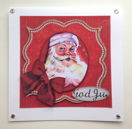 Square Bracket Christmas Card Santa Card D by Ulla Skraedderdal