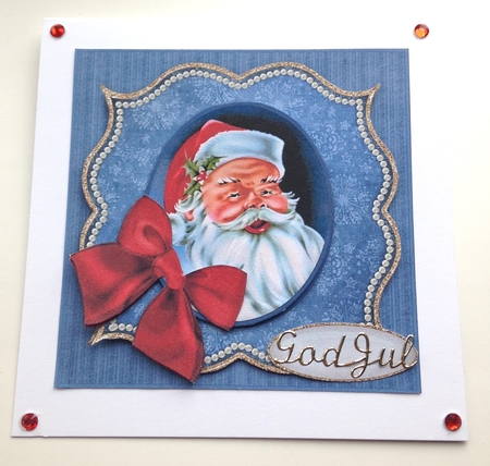 Square Bracket Christmas Card Santa Card F by Ulla Skraedderdal