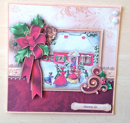 CHRISTMAS HOLLY RIBBON Christmas Welcome 7.8 Decoupage Mini Kit by Ulla Skraedderdal