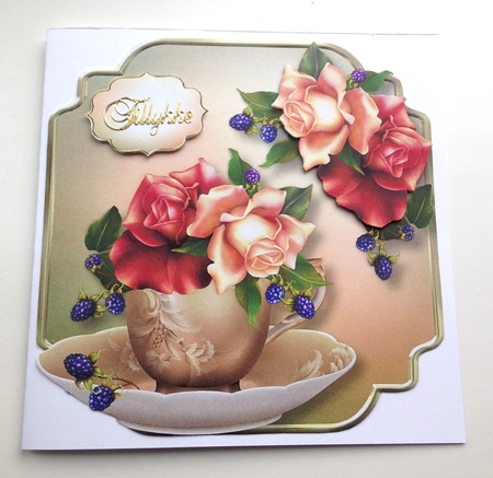 August Mood Roses - Teacup & Saucer by Ulla Skraedderdal