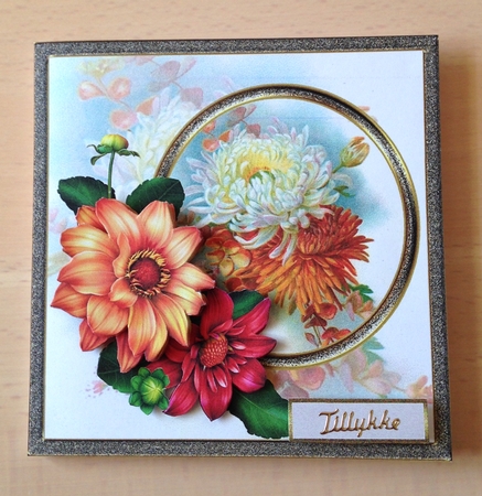 Summer dahlias and decoupage by Ulla Skraedderdal