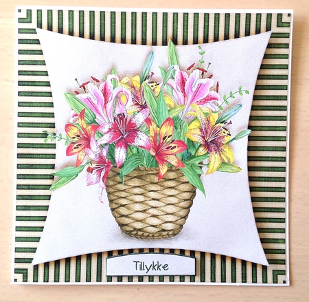 Watercolor Flower & Stripes Basket 984 by Ulla Skraedderdal