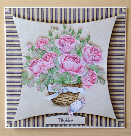 Watercolor Flower & Stripes Basket 985 by Ulla Skraedderdal
