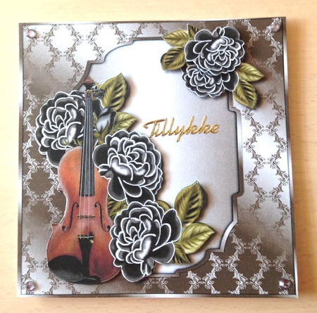Male card  Music &  Black Roses by Ulla Skraedderdal