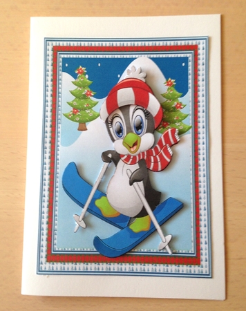 Lovely A5 Ski-ing Penguin  by Ulla Skraedderdal