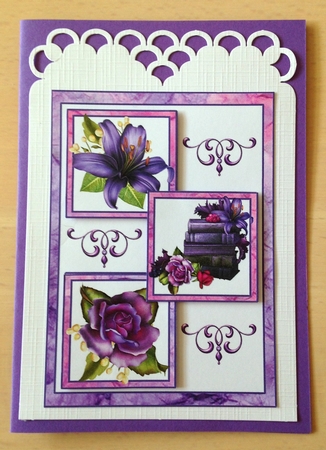 Three squares - Purple & Blue (lilies & roses) by Ulla Skraedderdal
