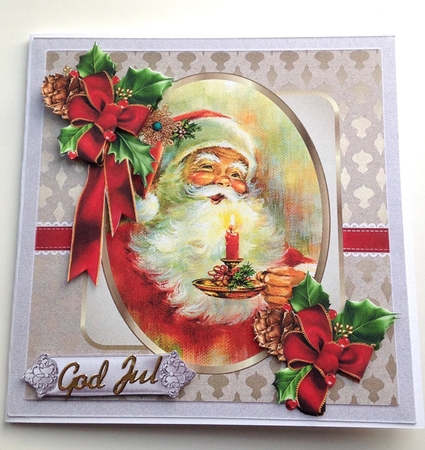 Father Christmas and holly by Ulla Skraedderdal
