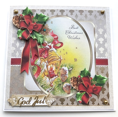 Christmas lantern 7x7 card by Ulla Skraedderdal