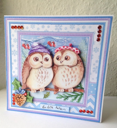 HAVE A HOOT THIS CHRISTMAS 8x8 Decoupage & Insert Mini Kit by Ulla Skraedderdal