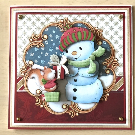 CHRISTMAS SNOWMAN & SQUIRREL 8x8 Decoupage & Insert Mini Kit by Ulla Skraedderdal