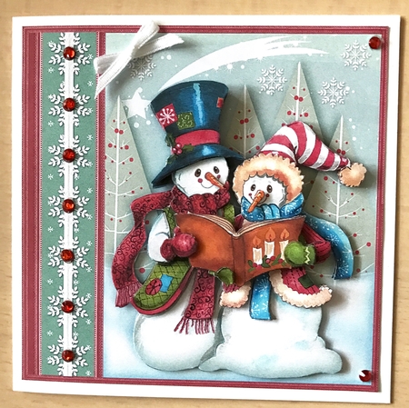 CAROLLING SNOWMEN 7.5 Christmas Decoupage & Insert Mini Kit by Ulla Skraedderdal