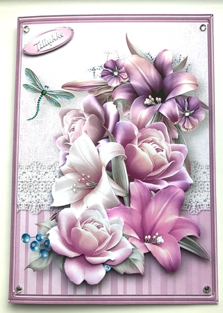 Roses and Lilies - A4 Decoupage Card Mini Kit by Ulla Skraedderdal