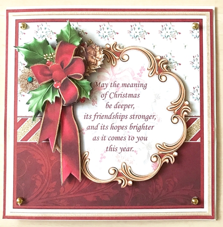 Holly Ribbon May the Meaning of Christmas Verse Decoupage & Insert Kit by Ulla Skraedderdal