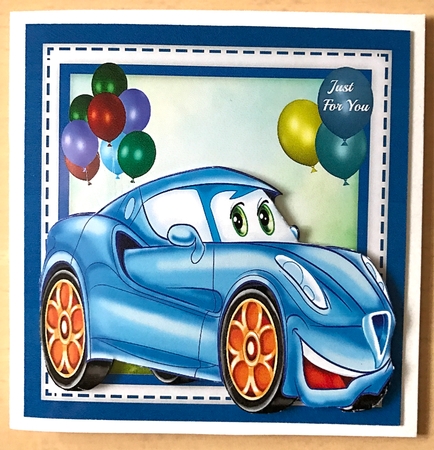 little Blue Birthday Car by Ulla Skraedderdal
