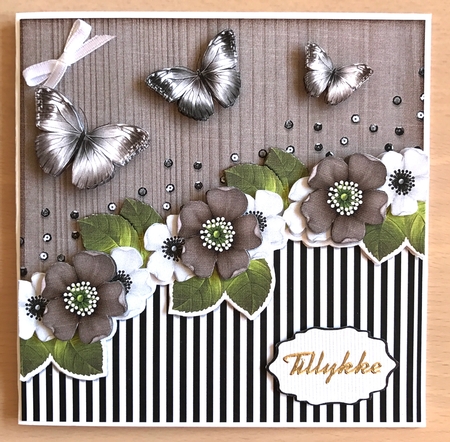 Vintage Stripes Flowers brown 1124 by Ulla Skraedderdal