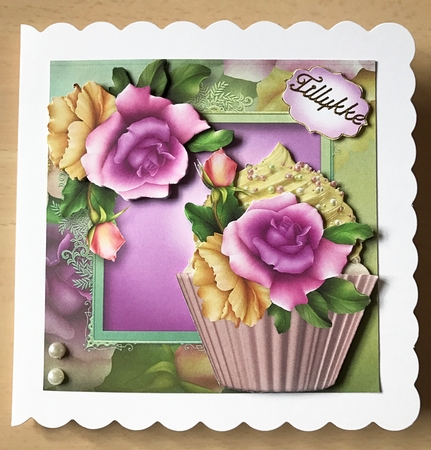 Yellow & Lilac Rose Cupcake by Ulla Skraedderdal