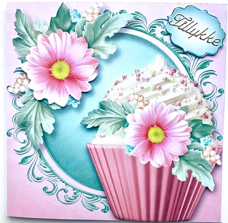 Beautiful Pink Bloom Cupcake 8x8 by Ulla Skraedderdal