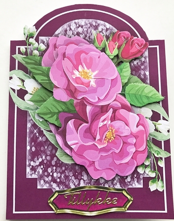  Beautiful Mauve Roses on a Cut Out Mat  by Ulla Skraedderdal