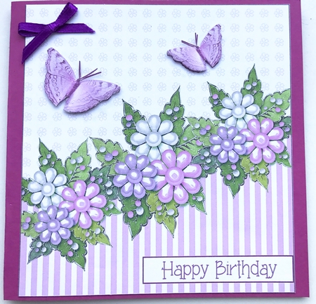Butterfly & Blossom Card Topper - Pink by Ulla Skraedderdal
