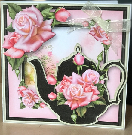 Enamel Teapot & Edwardian Roses 8x8 by Ulla Skraedderdal