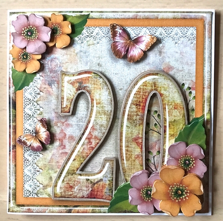 Vintage Birthday 20th Card Topper Kit 1185 by Ulla Skraedderdal