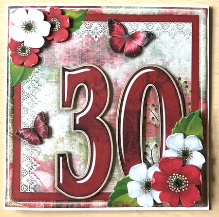Vintage Birthday 30th Card Topper Kit 1186 by Ulla Skraedderdal