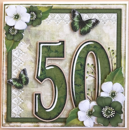 Vintage Birthday 50th Card Topper Kit 1188 by Ulla Skraedderdal