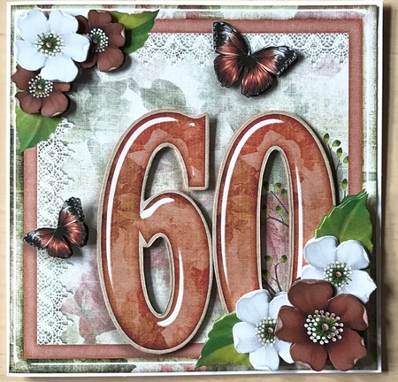 Vintage Birthday 60th Card Topper Kit 1189 by Ulla Skraedderdal