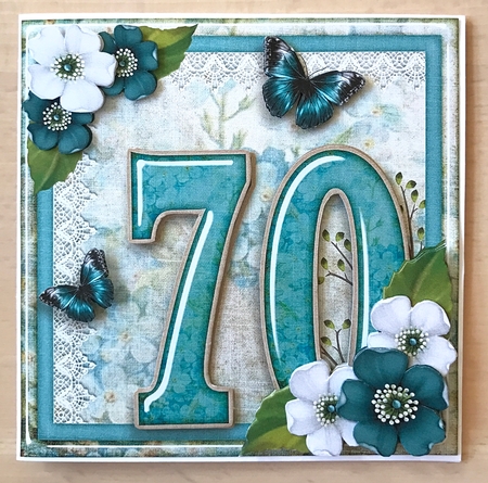 Vintage Birthday 70th Card Topper Kit 1190 by Ulla Skraedderdal