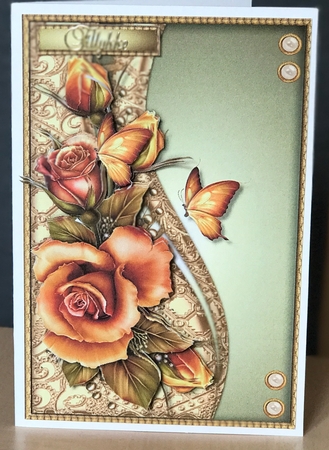 Beautiful  Shaped Border & Golden Roses by Ulla Skraedderdal