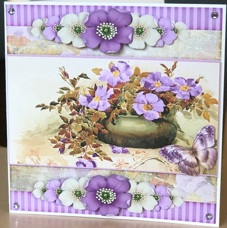Vintage Stripes and Flowers soft purple 1207 by Ulla Skraedderdal