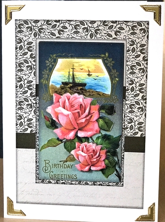 Male card Sailship & Roses by Ulla Skraedderdal