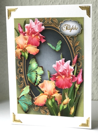 Beautiful Blush Iris & Butterflies A5 by Ulla Skraedderdal