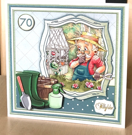MALE GARDENER GARDENING SURPRISE 8x8 Decoupage Insert & Ages Mini Kit by Ulla Skraedderdal