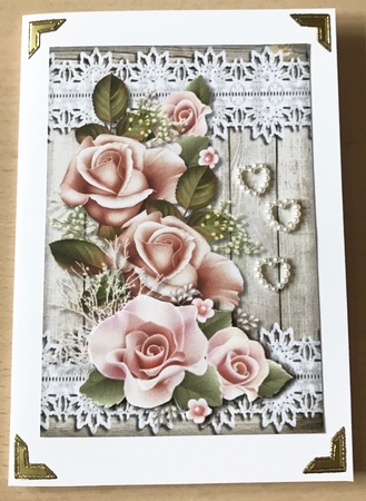 Roses, Wood & Lace Quick card by Ulla Skraedderdal