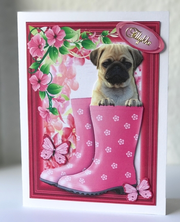 Gorgeous Pug In Wellies by Ulla Skraedderdal