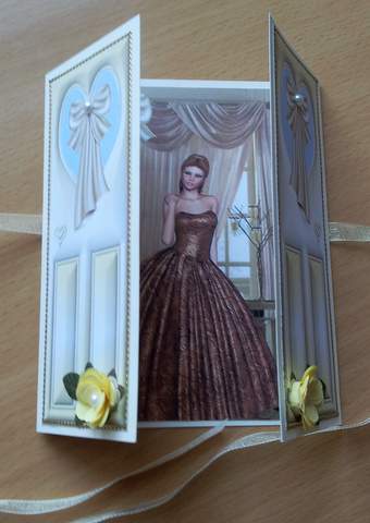 Elegant Lady in Ballgown, with Drapes, Gatefold by Ulla Skraedderdal