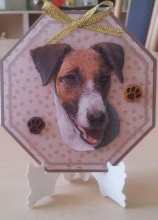 Fox Terrier Smooth Coat Plate Shaped Card & Stand by Ulla Skraedderdal