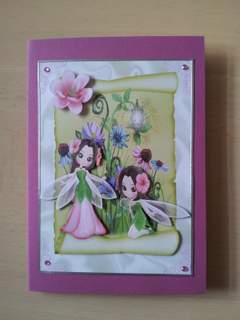 Playfull Fairies Pretty in Pink on a Scroll A4 by Ulla Skraedderdal