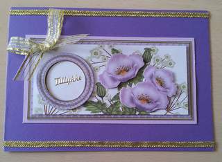 Lilac Poppy Birthday Wishes Dl Decoupage Topper by Ulla Skraedderdal