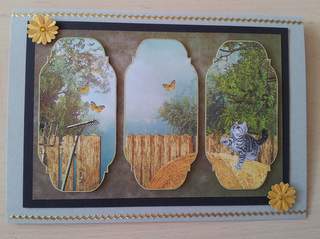 'playing in the Hay' Kitten Card Topper by Ulla Skraedderdal