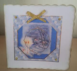 Candles in the Snow Card Front with Topper by Ulla Skraedderdal