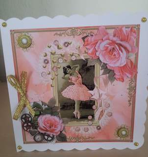 Rose Pink Vintage Ballerina Card Topper & Decouapge by Ulla Skraedderdal