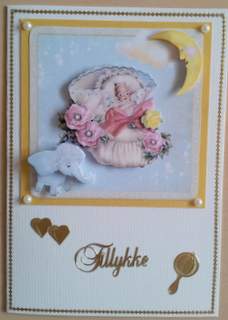 Vintage Baby in Boot Card Topper & Decoupage by Ulla Skraedderdal