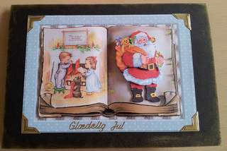 Christmas Santa Card with Decoupage and Sentiment Tags by Ulla Skraedderdal