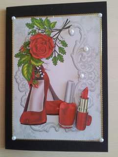 Pretty Red Shoes and Makeup with Red Roses A4 by Ulla Skraedderdal