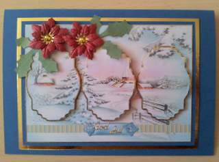 Christmas Time Again Panel Card with Toppers by Ulla Skraedderdal